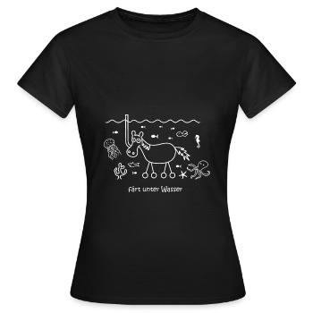 färt sous l’eau, cheval en eau profonde, plongée en apnée - T-shirt Femme - noir - Devant - AI Model Female 172 dark (172cm)