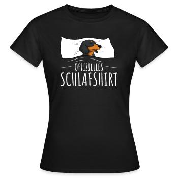 Offizielles Schlafshirt Schlafanzug Dackel Hund - Frauen T-Shirt - Schwarz - Vorne - AI Model Female 172 dark (172cm)