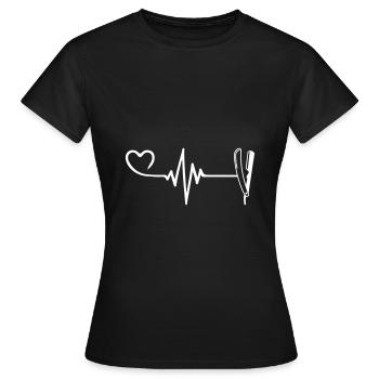Rasieren Barber Puls Herz Liebe - Frauen T-Shirt - Schwarz - Vorne - AI Model Female 172 dark (172cm)