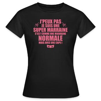 Je Suis Une Super Marraine Avec Un Cape - T-shirt Femme - noir - Devant - AI Model Female 172 dark (172cm)