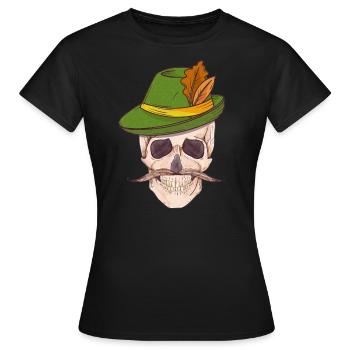 Crâne avec chapeau et barbe traditionnels - T-shirt Femme - noir - Devant - AI Model Female 172 dark (172cm)