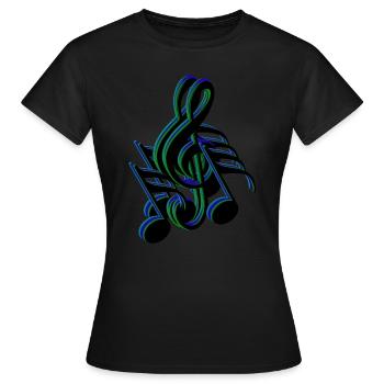 clef notes blue green - Women's T-Shirt - black - Front - AI Model Female 172 dark (172cm)