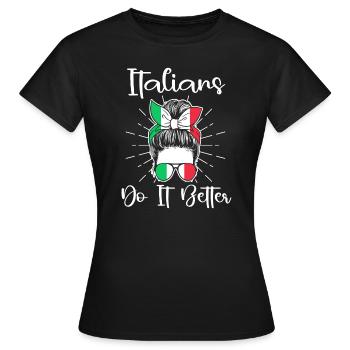 Italienerin Italienisch Italien Geschenkidee Humor - Frauen T-Shirt - Schwarz - Vorne - AI Model Female 172 dark (172cm)