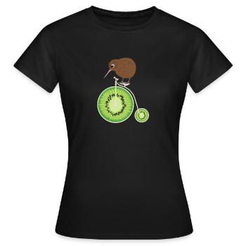 Kiwivogel Zweirad Kiwifrucht Neuseeland Shirt - Frauen T-Shirt - Schwarz - Vorne - AI Model Female 172 dark (172cm)