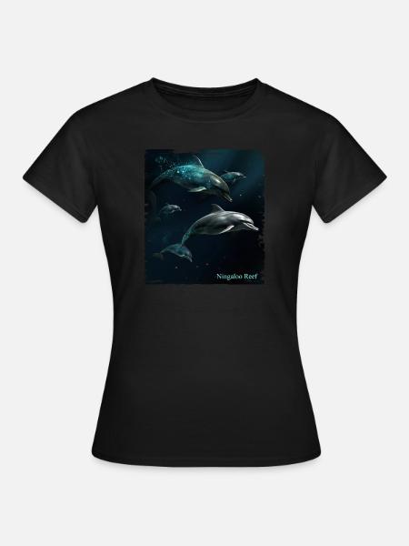 Dauphins jouant dans le récif de Ningaloo - T-shirt Femme - noir