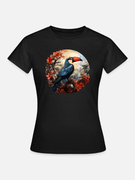 Toucan retro style - Frauen T-Shirt - Schwarz