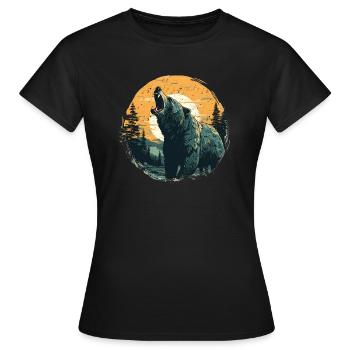 Grizzly in sundown retro style - Women's T-Shirt - black - Front - AI Model Female 172 dark (172cm)