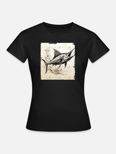 Marlin retro style - Frauen T-Shirt - Schwarz