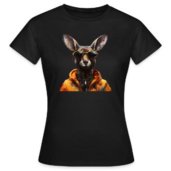 Rap Känguru - Frauen T-Shirt - Schwarz - Vorne - AI Model Female 172 dark (172cm)