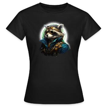 Steampunk Raccoon in sunlight - Women's T-Shirt - black - Front - AI Model Female 172 dark (172cm)