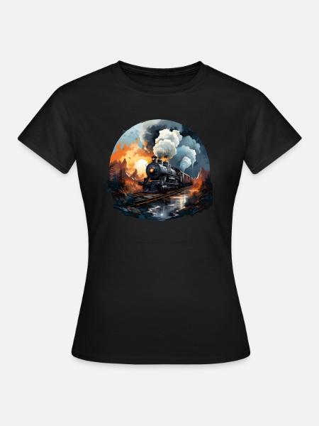 Dampflokomotive - Frauen T-Shirt - Schwarz