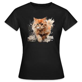 Cute Kitty - Women's T-Shirt - black - Front - AI Model Female 172 dark (172cm)
