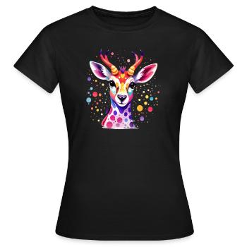 Süsses buntes Reh - Frauen T-Shirt - Schwarz - Vorne - AI Model Female 172 dark (172cm)