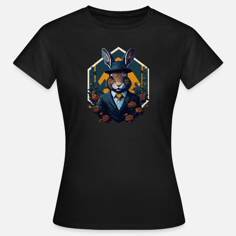 Bunny with bowler hat and suit - Women's T-Shirt - black