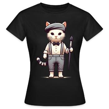Cute Cat Artist - Women's T-Shirt - black - Front - AI Model Female 172 dark (172cm)