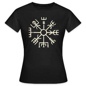 Wikinger Kompass Vegvisir Viking Kelten Geschenk - Frauen T-Shirt - Schwarz - Vorne - AI Model Female 172 dark (172cm)
