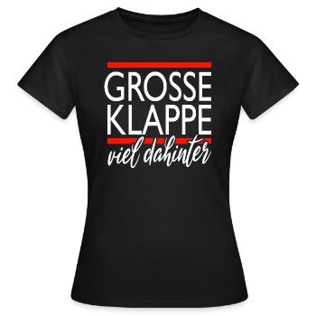 große klappe - viel dahinter - Frauen T-Shirt - Schwarz - Vorne - AI Model Female 172 dark (172cm)