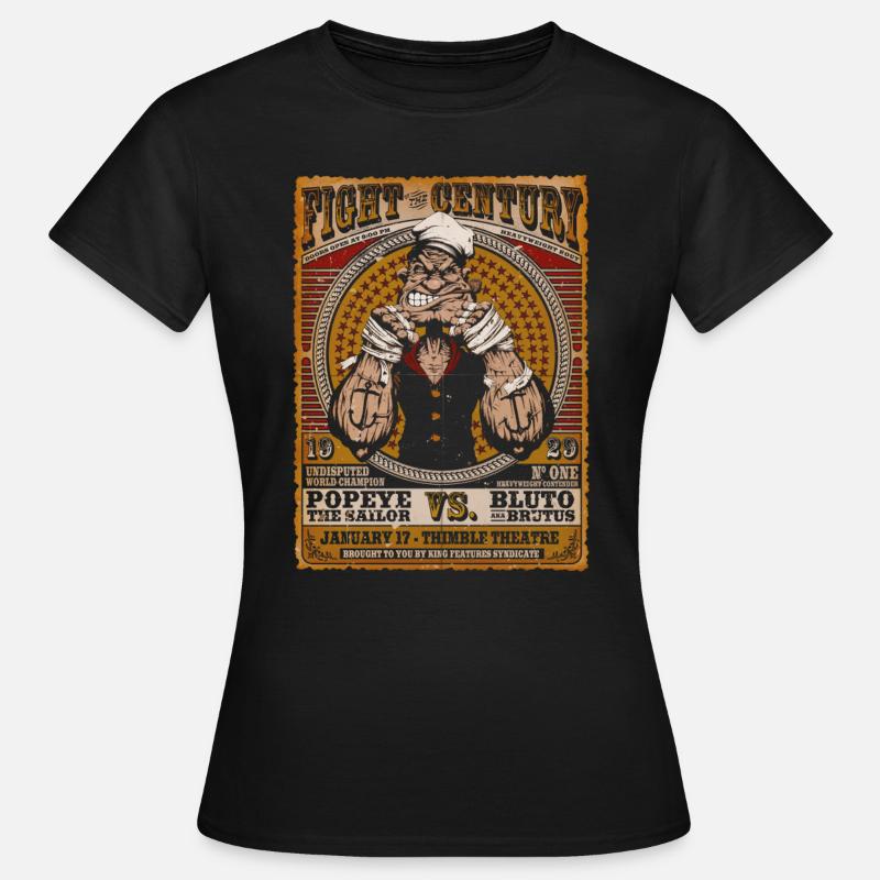 Affiche Du Combat Du Siècle De Popeye Colorée - T-shirt Femme - noir