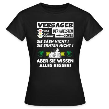 Bauern Proteste Politik Versagen Ampel - Frauen T-Shirt - Schwarz - Vorne - AI Model Female 172 dark (172cm)
