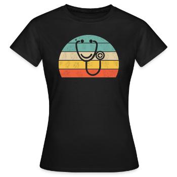 Chemise d’hôpital infirmière - T-shirt Femme - noir - Devant - AI Model Female 172 dark (172cm)
