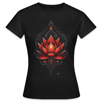 Dekorativer goldroter Lotus - Frauen T-Shirt - Schwarz - Vorne - AI Model Female 172 dark (172cm)