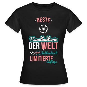 Beste Handballerin der Welt - 100% Authentisch - Frauen T-Shirt - Schwarz - Vorne - AI Model Female 172 dark (172cm)