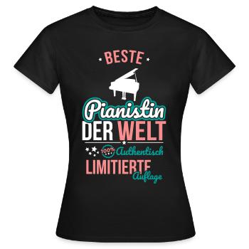 Beste Pianistin der Welt - 100% Authentisch - Frauen T-Shirt - Schwarz - Vorne - AI Model Female 172 dark (172cm)