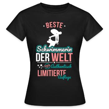 Beste Schwimmerin der Welt - 100% Authentisch - Frauen T-Shirt - Schwarz - Vorne - AI Model Female 172 dark (172cm)