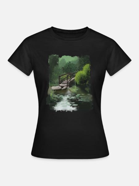 Verträumter Garten - Frauen T-Shirt - Schwarz
