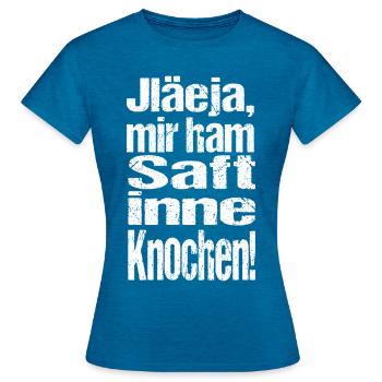 Ossi - DDR - Osten Sächsisch Geschenk - Frauen T-Shirt - Antikblaues Saphir meliert - Vorne - AI Model Female 172 dark (172cm)