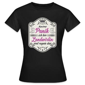 Bauerin Landwirtin Panik - Frauen T-Shirt - Schwarz - Vorne - AI Model Female 172 dark (172cm)