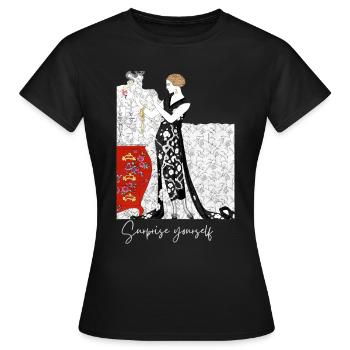 Art Deco 01 - T-shirt Femme - noir - Devant - AI Model Female 172 dark (172cm)