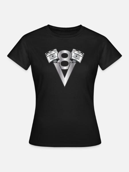 Achtzylinder V8 Geschenkidee Hubraum Motor Tuning - Frauen T-Shirt - Schwarz