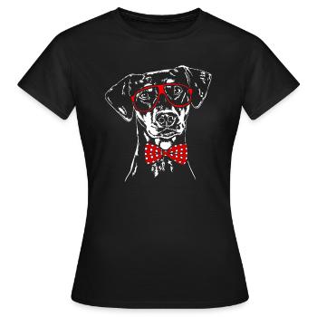 DEUTSCHER PINSCHER Hund Brille Hunde Wilsigns - Frauen T-Shirt - Schwarz - Vorne - AI Model Female 172 dark (172cm)