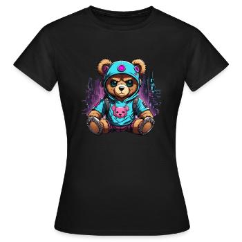 Cyberpunk Teddybär Roboter - Frauen T-Shirt - Schwarz - Vorne - AI Model Female 172 dark (172cm)
