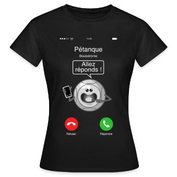 Appel de la pétanque - T-shirt Femme - noir - Devant - AI Model Female 172 dark (172cm)