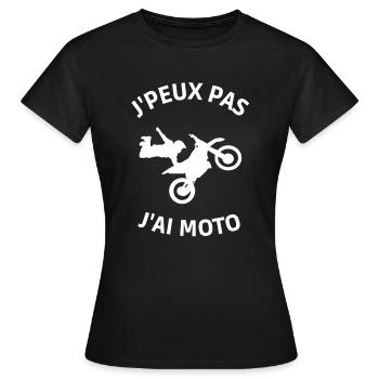 Je peux pas j ai moto - T-shirt Femme - noir - Devant - AI Model Female 172 dark (172cm)