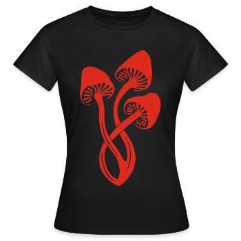 Trio de champignons rouges - T-shirt Femme - noir - Devant - AI Model Female 172 dark (172cm)
