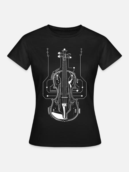 Geige Skizze - Frauen T-Shirt - Schwarz
