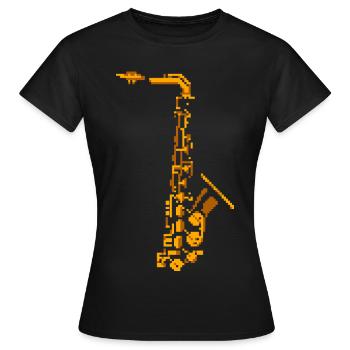 Saxophon Pixel Art - Frauen T-Shirt - Schwarz - Vorne - AI Model Female 172 dark (172cm)