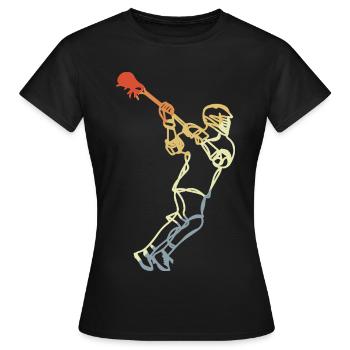 Lacrosse Spieler Retro - Frauen T-Shirt - Schwarz - Vorne - AI Model Female 172 dark (172cm)