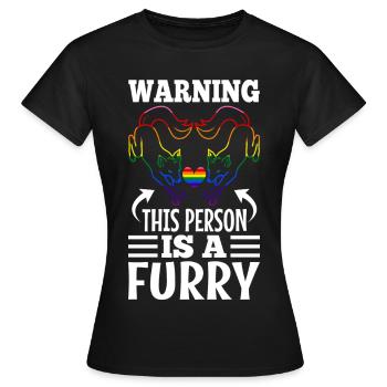 Avertissement Cette personne est un poilu - T-shirt Femme - noir - Devant - AI Model Female 172 dark (172cm)