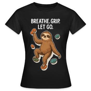 Paresseux Zen : Prise Lâche Grimpe - T-shirt Femme - noir - Devant - AI Model Female 172 dark (172cm)