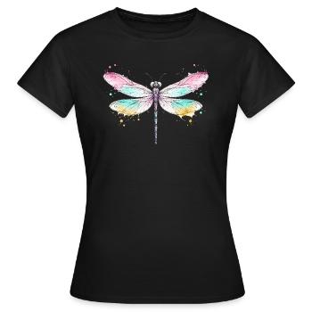 Libellule avec des ailes aquarelle - T-shirt Femme - noir - Devant - AI Model Female 172 dark (172cm)