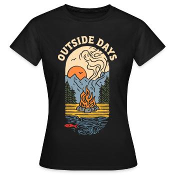 Outdoor days Campfire at the lake - Women's T-Shirt - black - Front - AI Model Female 172 dark (172cm)