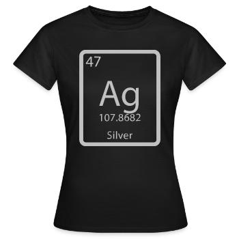 Tableau périodique des éléments chimiques en argent argenté - T-shirt Femme - noir - Devant - AI Model Female 172 dark (172cm)