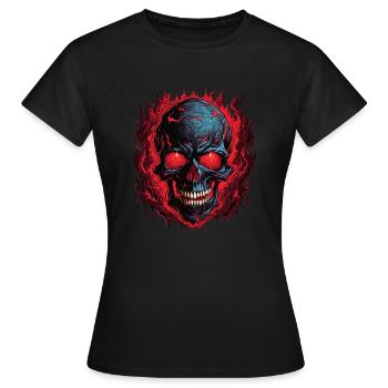 Flaming Skull Inferno - Frauen T-Shirt - Schwarz - Vorne - AI Model Female 172 dark (172cm)
