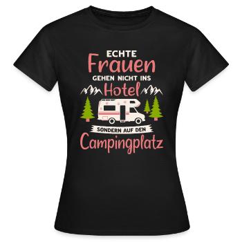Camping Frauen Wohnmobil Camper Campingplatz - Frauen T-Shirt - Schwarz - Vorne - AI Model Female 172 dark (172cm)