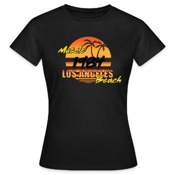 LA Muskel Strand - Frauen T-Shirt - Schwarz - Vorne - AI Model Female 172 dark (172cm)