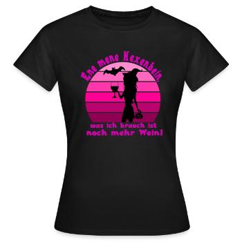 Ene Mene Hexenbein, was ich brauche Wein! - Frauen T-Shirt - Schwarz - Vorne - AI Model Female 172 dark (172cm)